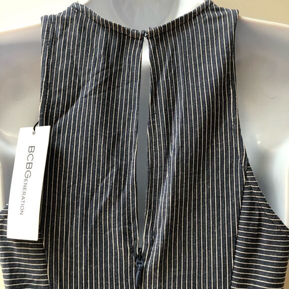 NWT BCBGeneration blue denim chambray stripe fit and flare dress woman’s size 4. - Picture 6 of 7